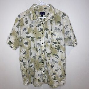 Patagonia Organic Cotton Blend Shirt Men's Size L Yosemite Half Dome Bear Camp